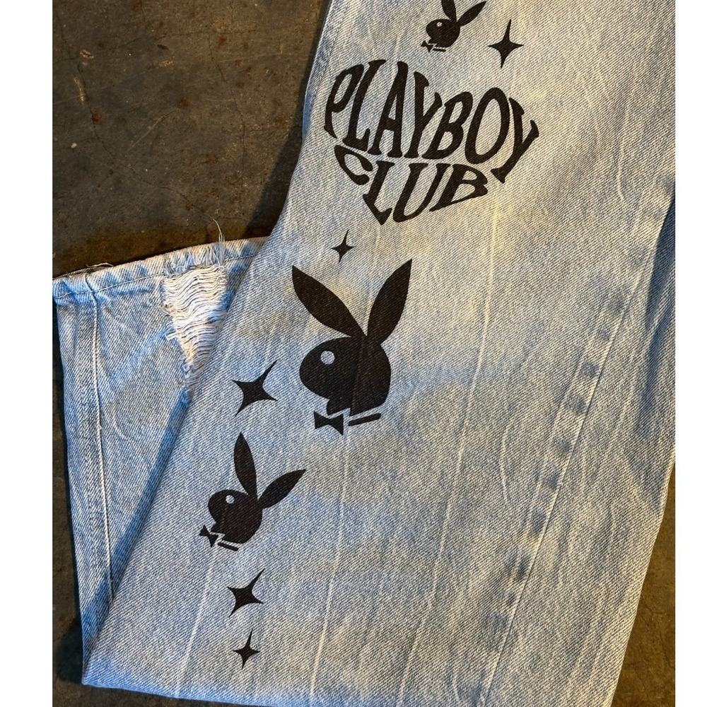 PacSun x Playboy Jeans Size 24 Women's Light Wash Graphic Bunny Logo Y2K Denim